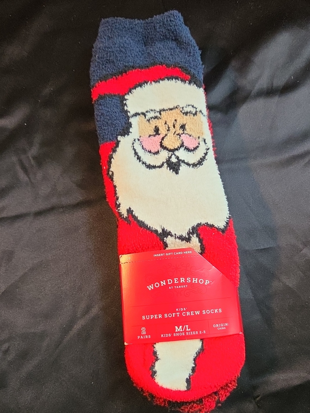 Wondershop Kids Santa Fuzzy Crew Socks - Red, Navy, White